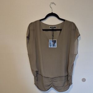 Milano Olive Green V-Neck Chiffon Blouse